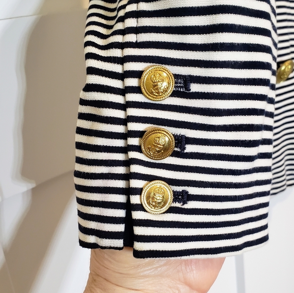 Cabi Womens Life Jacket Blazer Black & White Striped Size Small Stretch - Picture 7 of 16